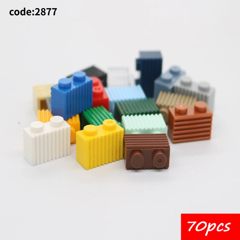 70PCS MOC 2877 ดัดแปลง 1x2 Grille Building Blocks ชุด High-Tech Fluted อิฐการศึกษาไอเดียของเล่นเด็กวันเกิดของ...