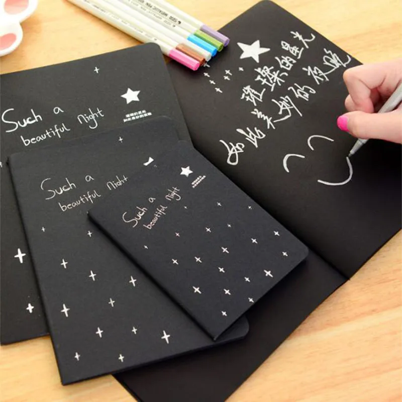 Creative Black Paper Notebook Diary Notepad 16K 32K 56K Sketch Graffiti Notebook For Drawing Painting Office School Stationery