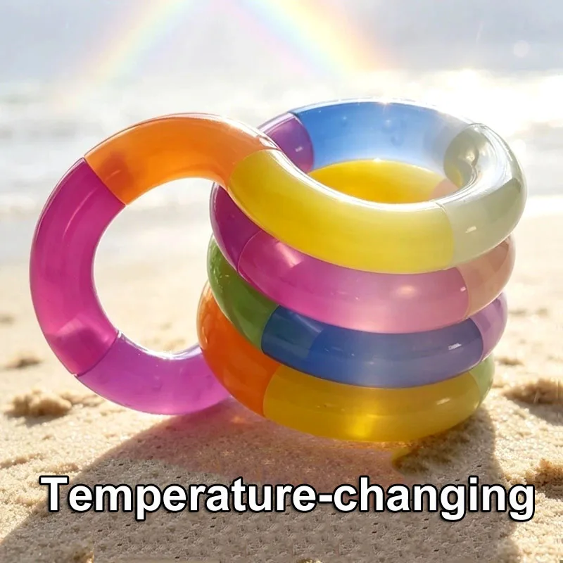 1pcs Temperature-changing Deformable Rope Rainbow Color Anti Stress Deformation Rope Knot Pressure Stress Relief Toys Gifts