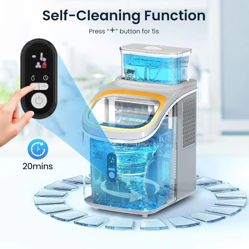 ZAFRO カウンタートップ製氷機、30ポンド/24時間、自動洗浄機能と24時間タイミング製氷機、アイススクープ&アイスバスケット付き