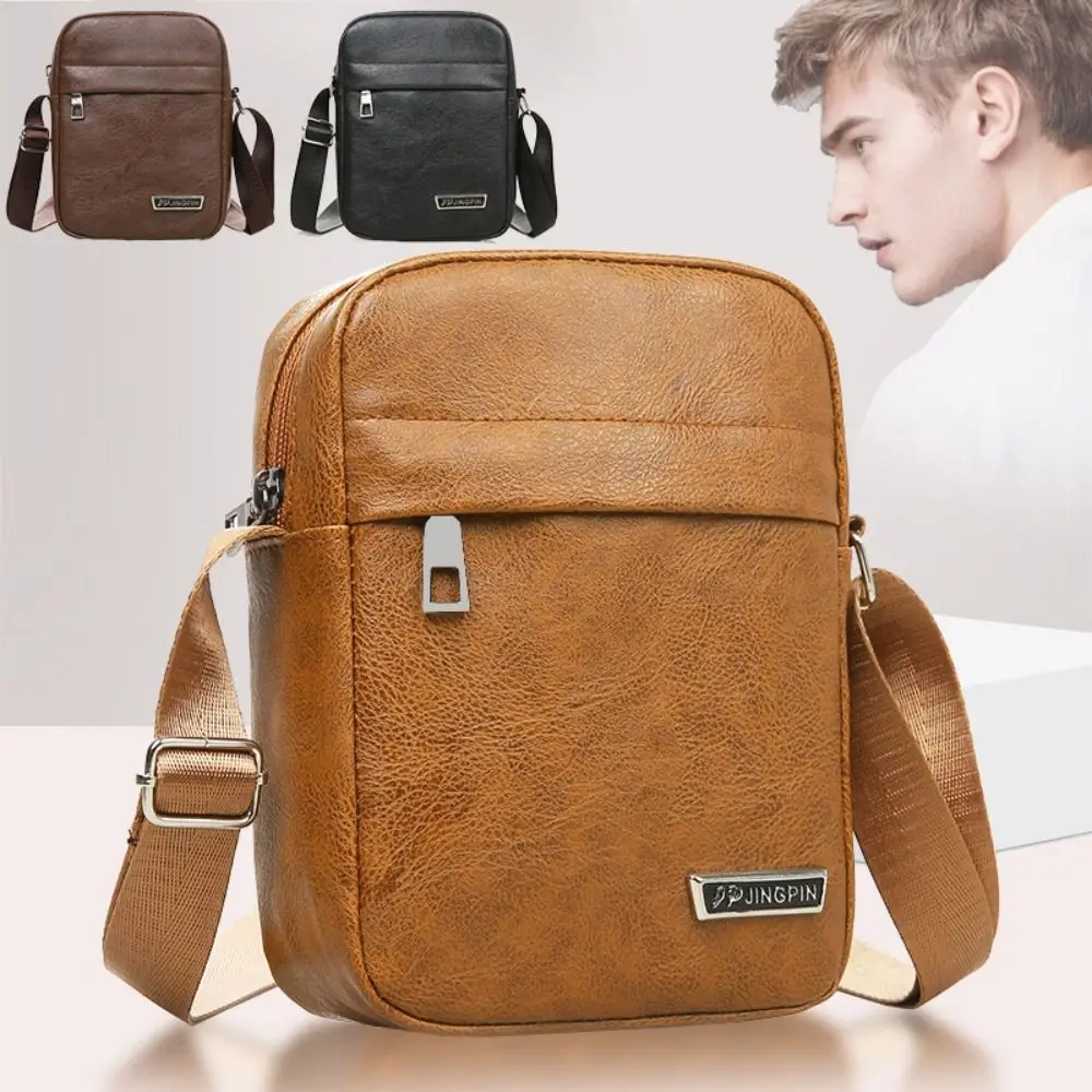 

Men's PU Leather Crossbody Bag Waterproof Phone Bag Shoulder Bag Casual Handbag Large Capacity Business Man Messenger Bag