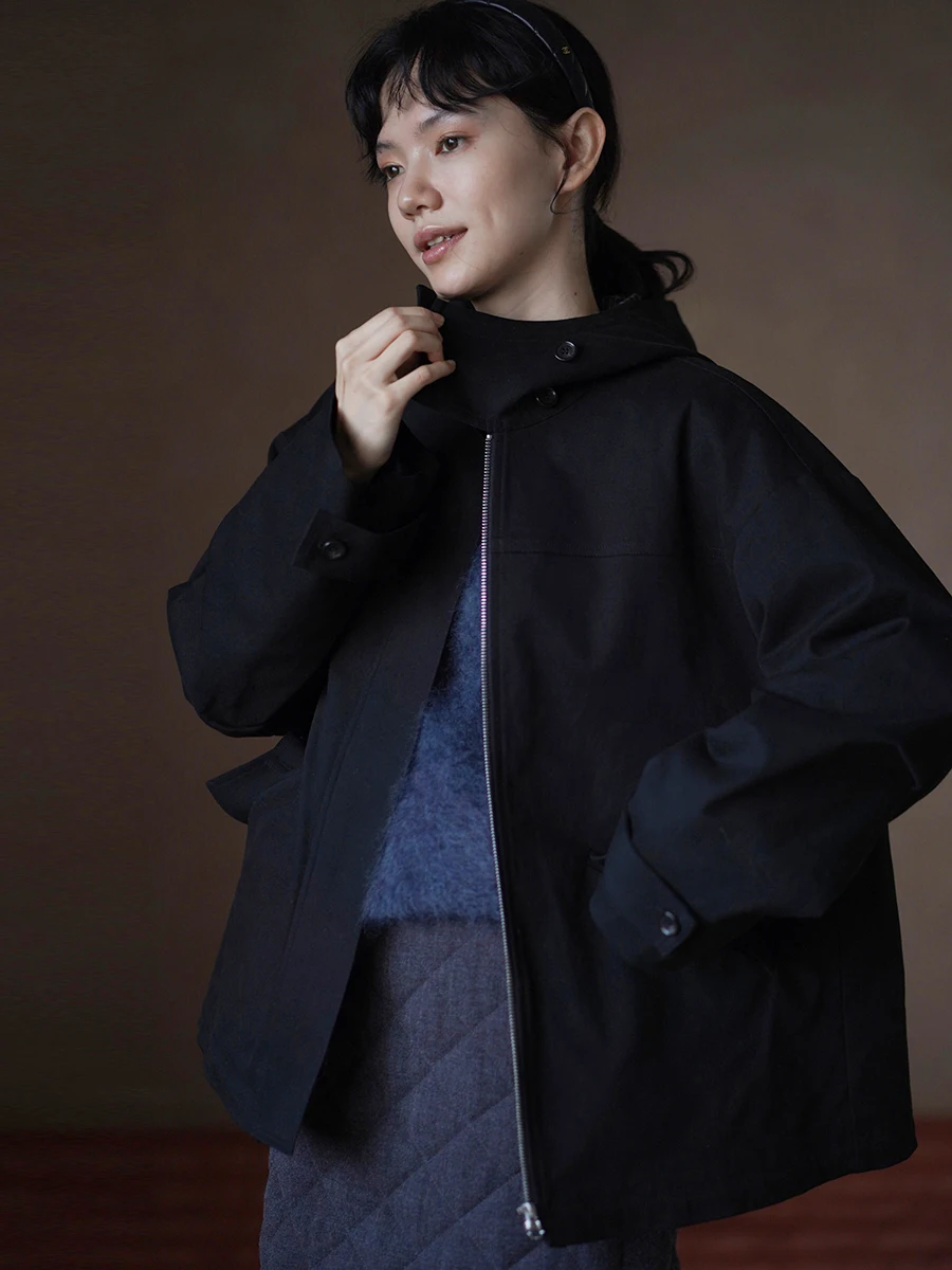 

Hacikis Briti Sle Plaid Hooded Jaet Women's Thiened Long Fce Lined Coat Casual Loose Fit Fall Winter Outerwear