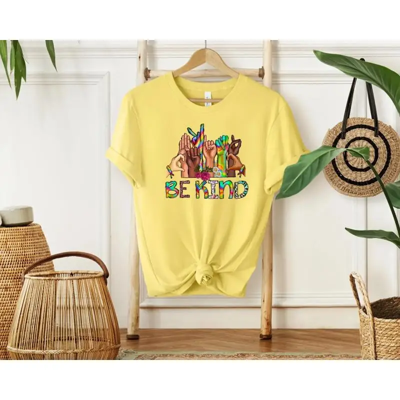 Be Kind Sign Language T Shirt Kindness Lgbt Pride Equality Proud Ally Month