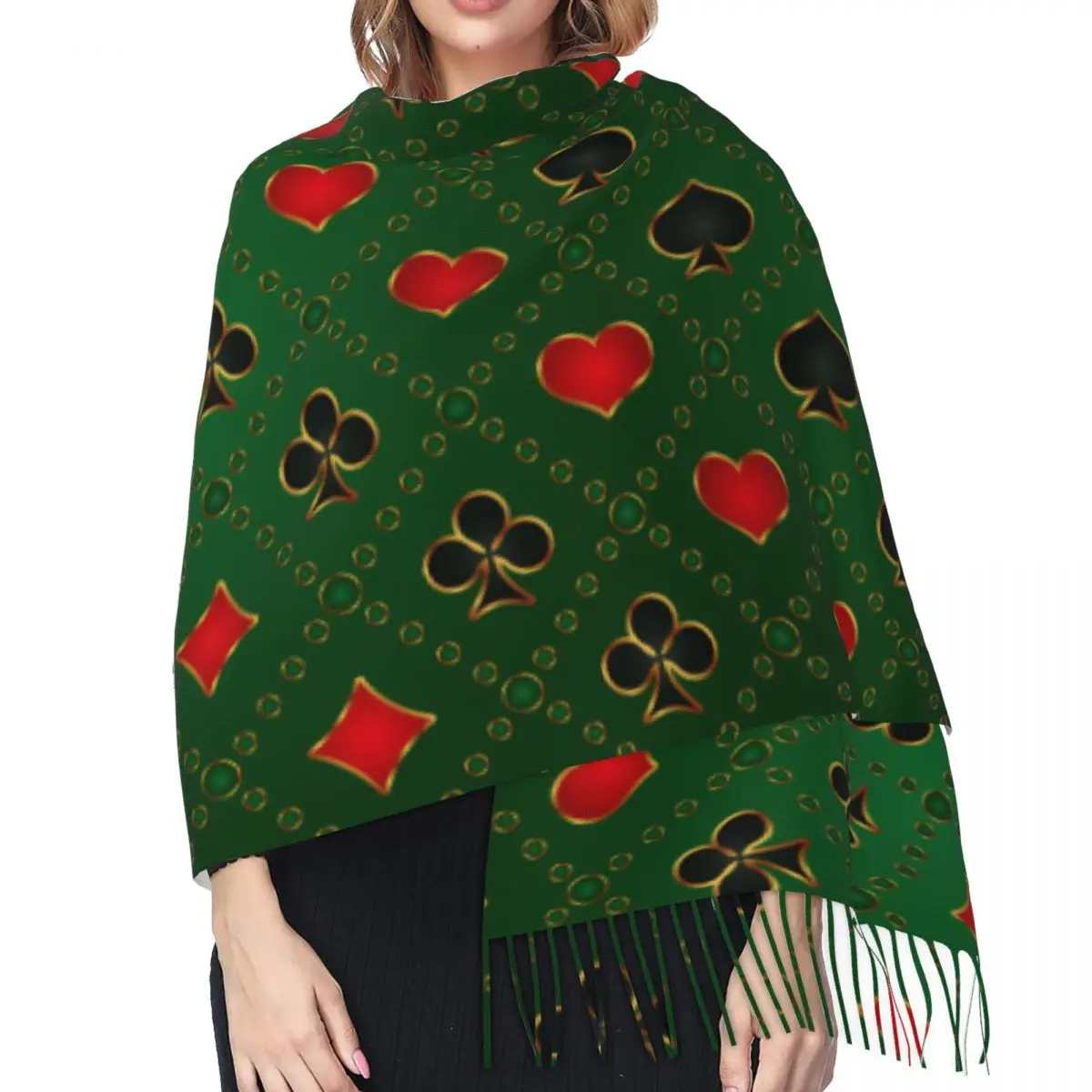 Alice In Wonderland Poker Women's Soft Scarf Warm Soft Scarf Winter Halloween Shawl