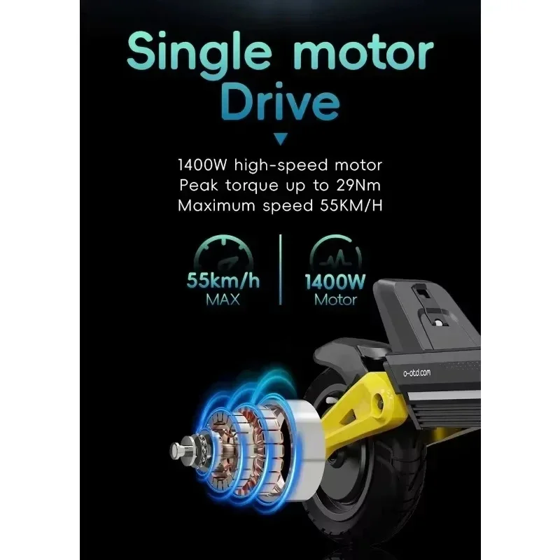 Patinete eléctrico plegable OOTD S10 – 1400W, 55 km/h, autonomía 70 km - imagen 4