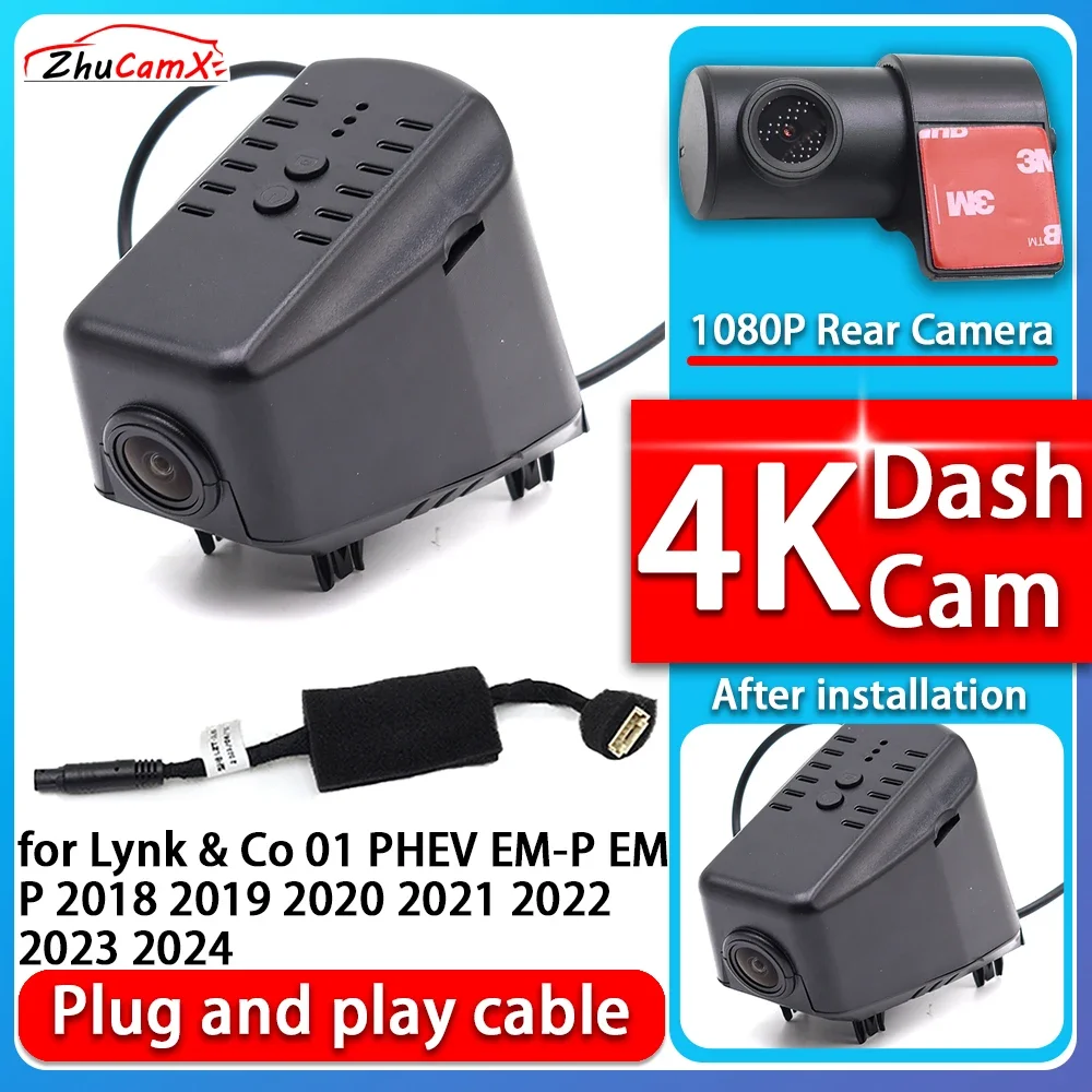 

4K 2160P Car Camera Plug and Play Dash Cam Video Night Vision For Lynk & Co 01 PHEV EM-P EM P 2018 2019 2020 2021 2022 2023 2024