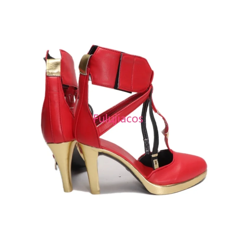 Juego Wuthering Waves Phrolova, zapatos de Cosplay, botas, zapatos altos de cuero PU rojo, accesorios de fiesta de juego de rol de Halloween para mujeres y niñas