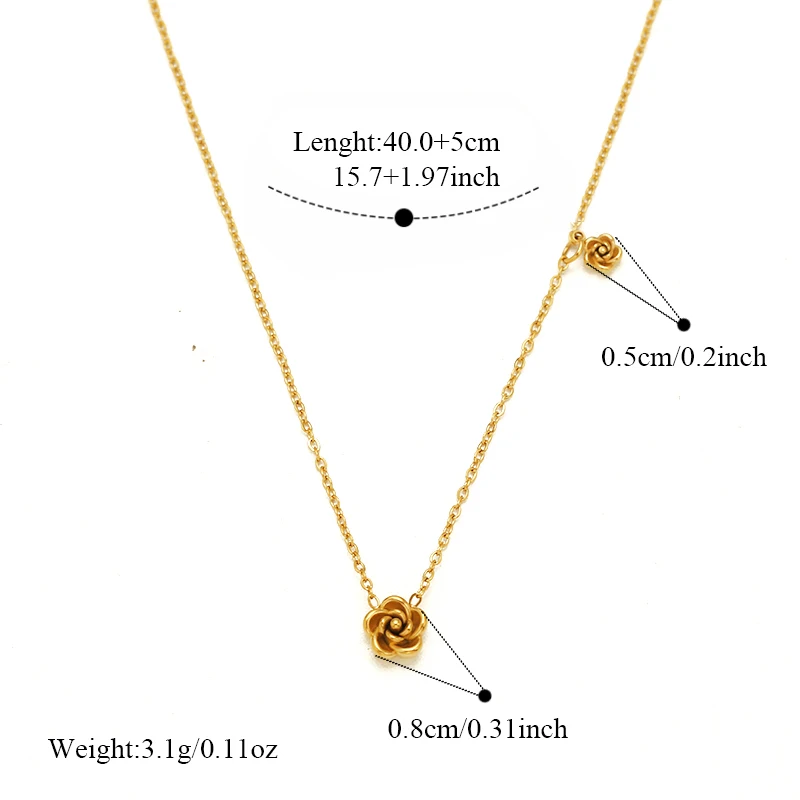 EILIECK 316L Edelstahl Goldfarben Blumen-Herz Halskette Armband Ohrringe Set für Damen Trendiger Wasserdichter Schmuckset Geschenk – Detail 16
