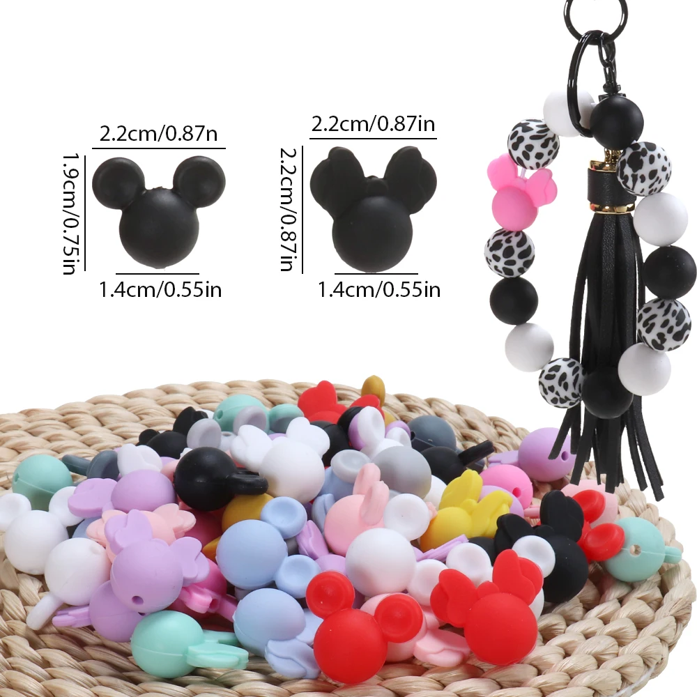 12 قطعة الخرز سيليكون الماوس DIY بها بنفسك القلم سلسلة المفاتيح الزخرفية صنع المجوهرات مزيج عشوائي اللون الخرز كيرينغ المواد حبة لوازم