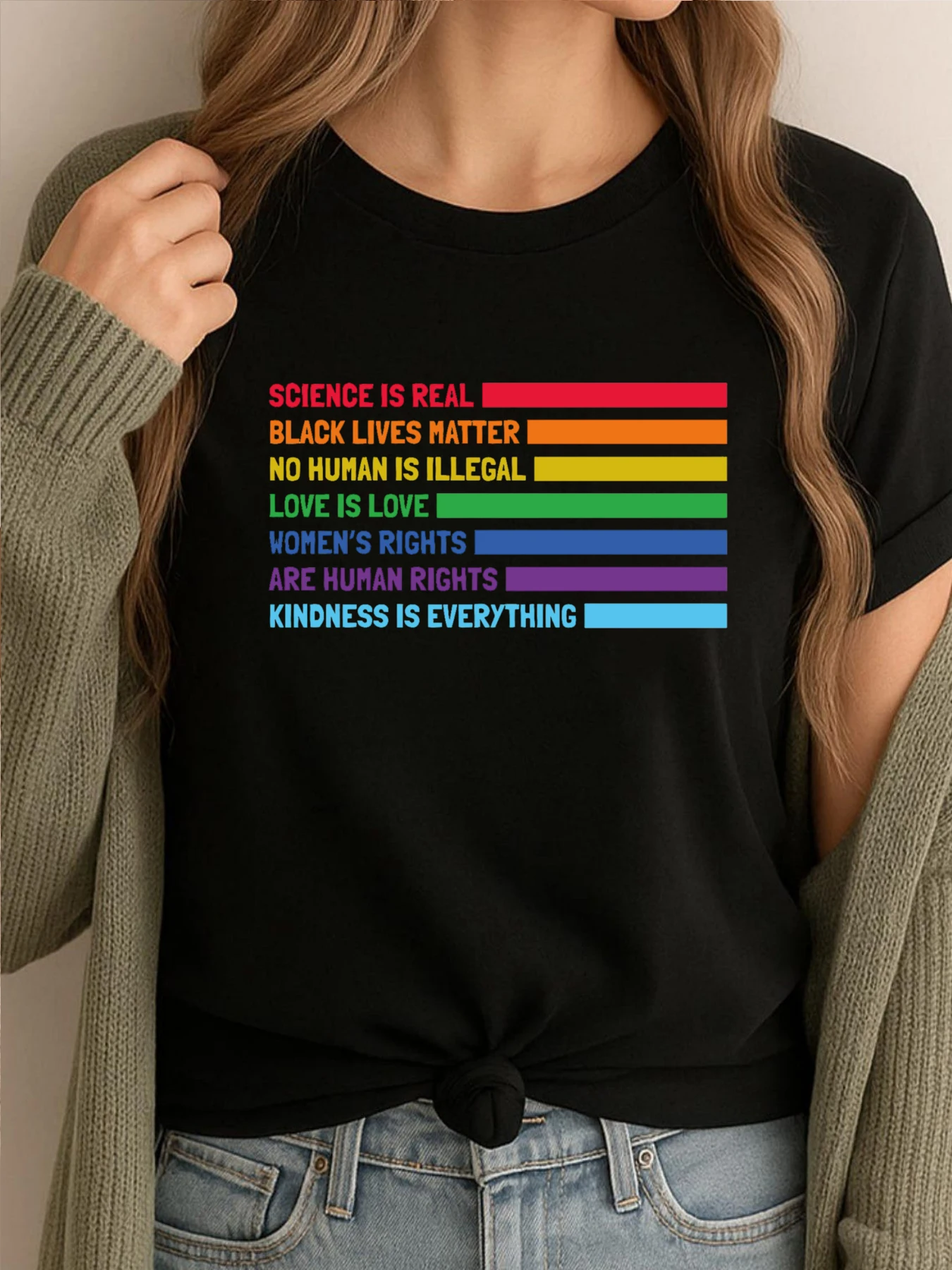 

Science Is Real Black Lives Matter Lgbtq Love Womens Rights Black Shirt Graphic Tees Adult Camisetas Gift Idea
