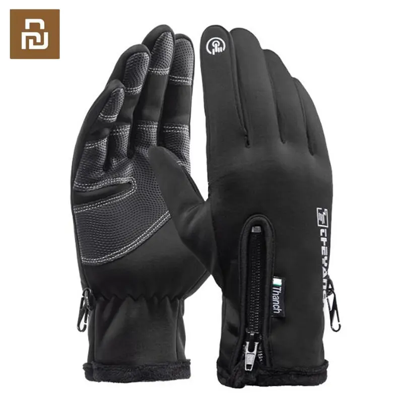 Youpin-Guantes Térmicos de invierno para hombre y mujer, manoplas impermeables con forro polar para pantalla táctil, ideal para carreras de motos
