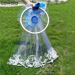 Lawaia Nylon Fishing Net Transparent Fishing Line Casting Network with Steel Pendant Aluminum Ring Carp Fishing Equipment