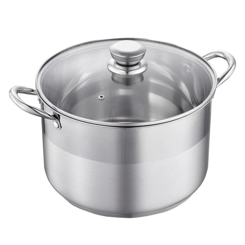 

Stainless Steel Stock Pot, 12-Quart Stainless Steel Stockpot with Glass Lid, PFOA-Free, PFAS-Free, Compatible with Gas Stoves, Induction Cooktops, Electric Stoves, for Soups, Stews, and Pasta
