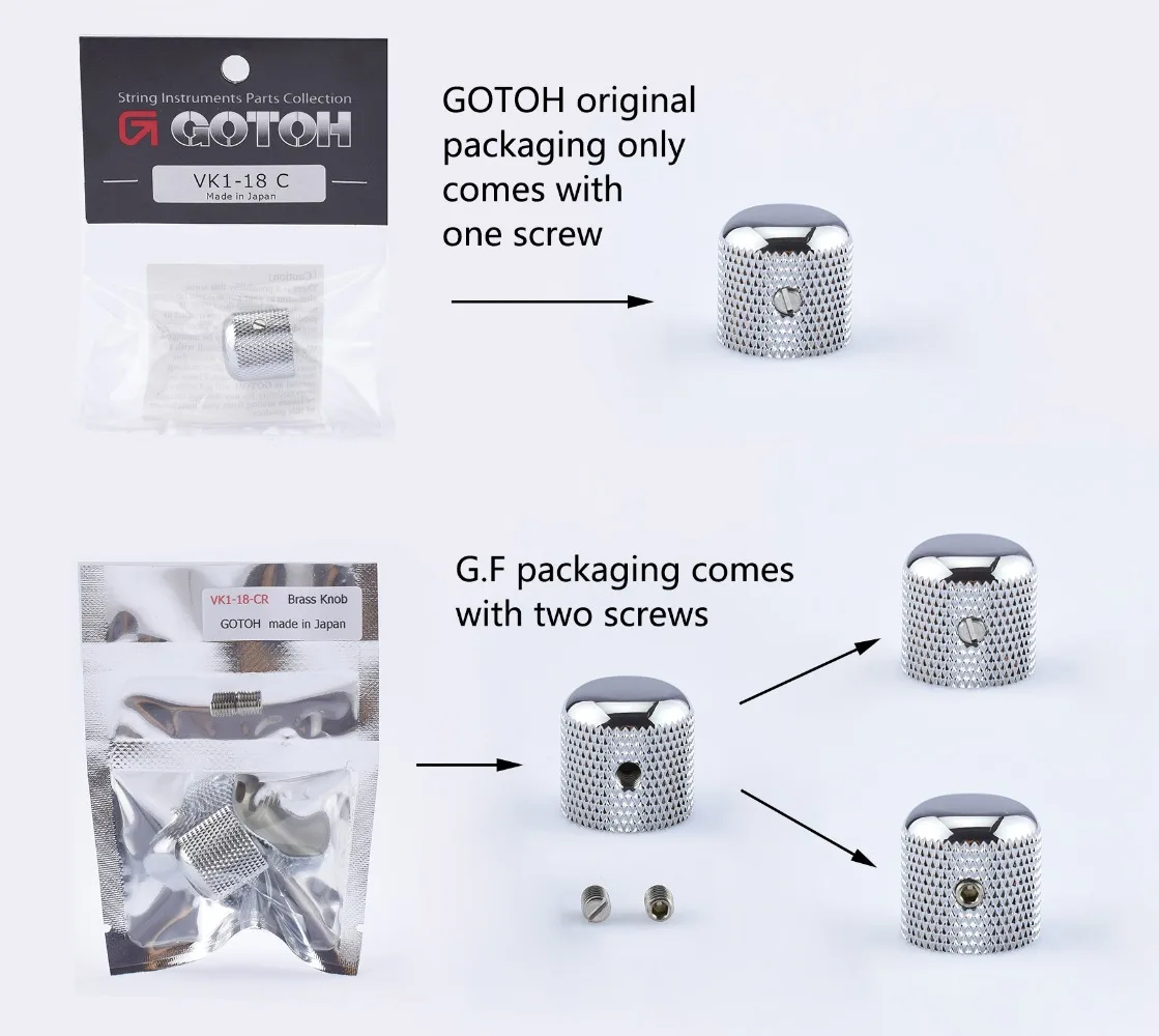GOTOH VK1-18 VK1-19 돔 메탈 노브, 일렉트릭 기타 베이스 JP용 정품