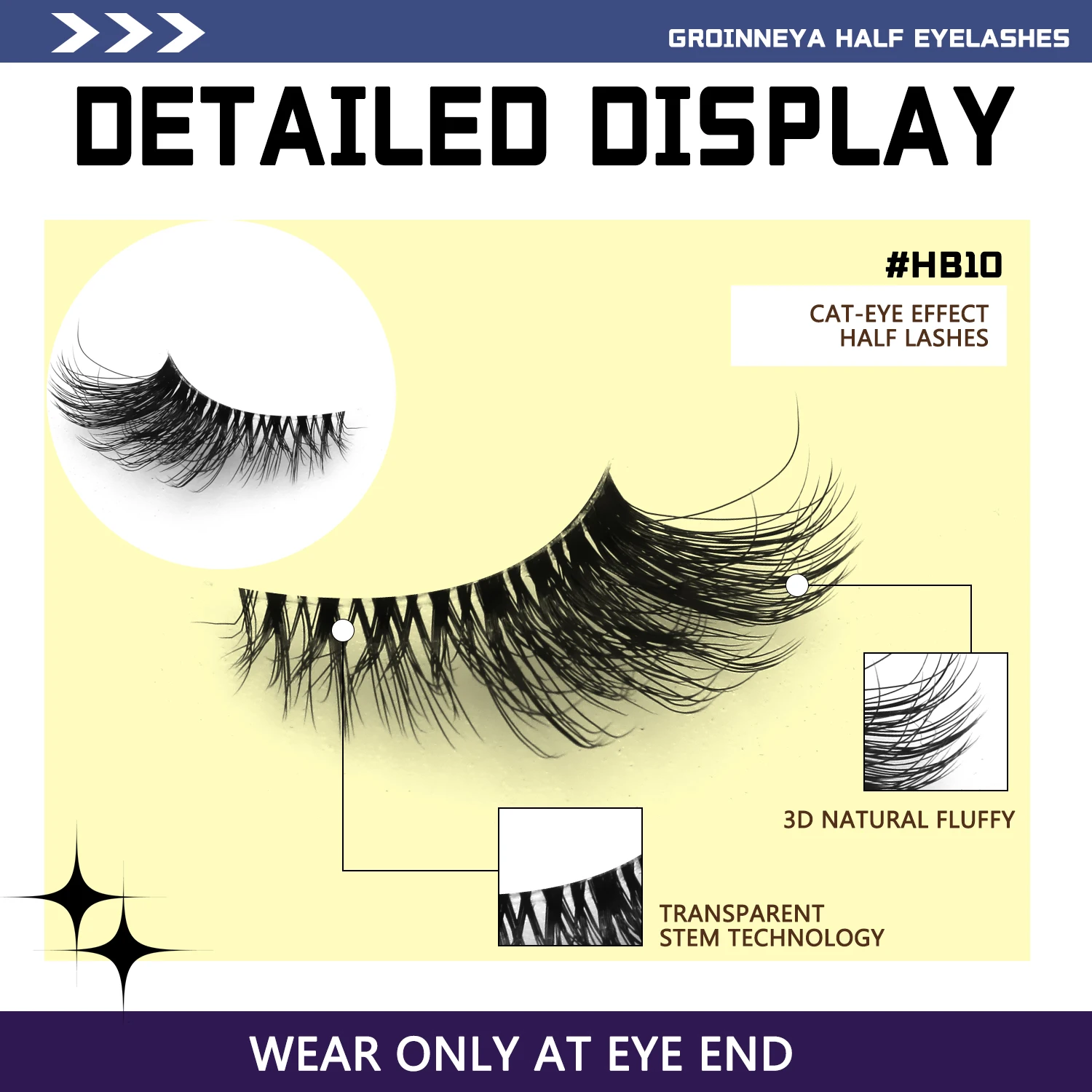 ヴェルトライネ ハーフラッシュ ナチュラルつけまつげ ウィスピー キャットアイラッシュ クリアバンド アクセント ショートつけまつげ メイクアップ