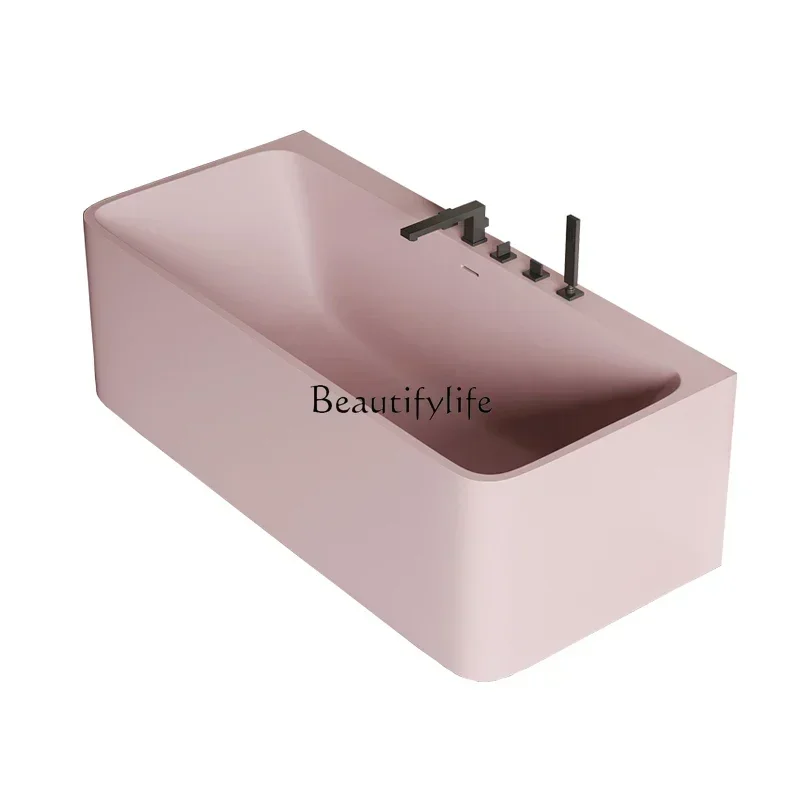 

z.FG40Matte Pink Rectangle Integrated Qimei Stone Bath Hotel Homestay Household Bath
