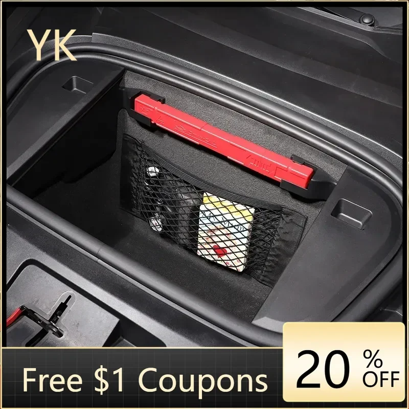 

Suetlcoity For Porsche Taycan 2019-2024 Car Accessories Polyester Black Car Trunk Both Sides Storage Mesh Bag Cargo Storage Net