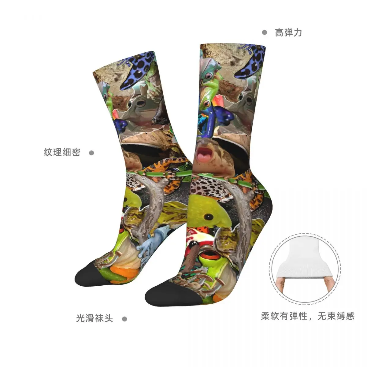 Animal Frog Cartoon Socks Casual Stockings Spring Non-Slip Men Socks Warm Soft Pattern Running Sports Socks