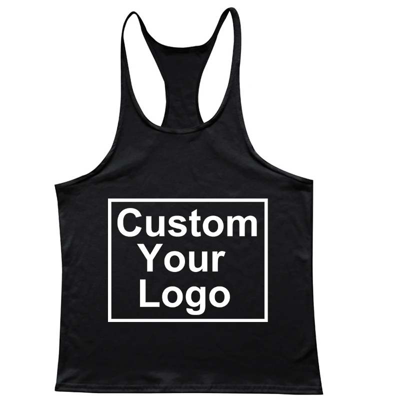 Customized Logo Men\'s Gym Exercise Fitness Tank Top Y Back Fitness Lightweight Shoulder Strap Muscle Stringer Fitness T-shirt