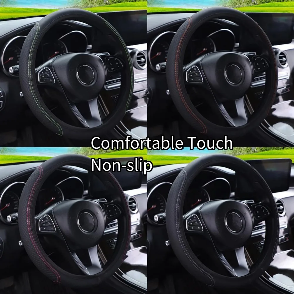 1Pc Anti Slip Car Steering Wheel Cover Four Seasons Universal Fit 3D Embossed Steering Wheel Cover Soft Comfortable Sweat Proof