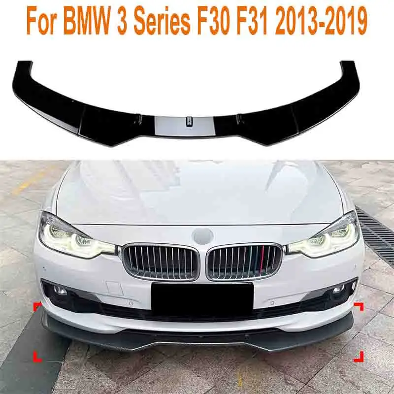 

3PCS Front Bumper Lip Body Kit Spoiler Splitter ABS Bumper Canard Lip Splitter Protector For BMW 3 Series F30 F31 2013-2019