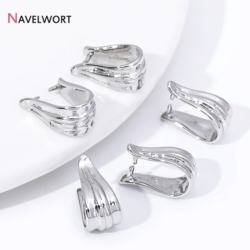 Rhodium Plated Pinch Pendant Bail,Large Hollow Out Pendant Bail Connnector,For DIY Fashion Necklace Making Accessories