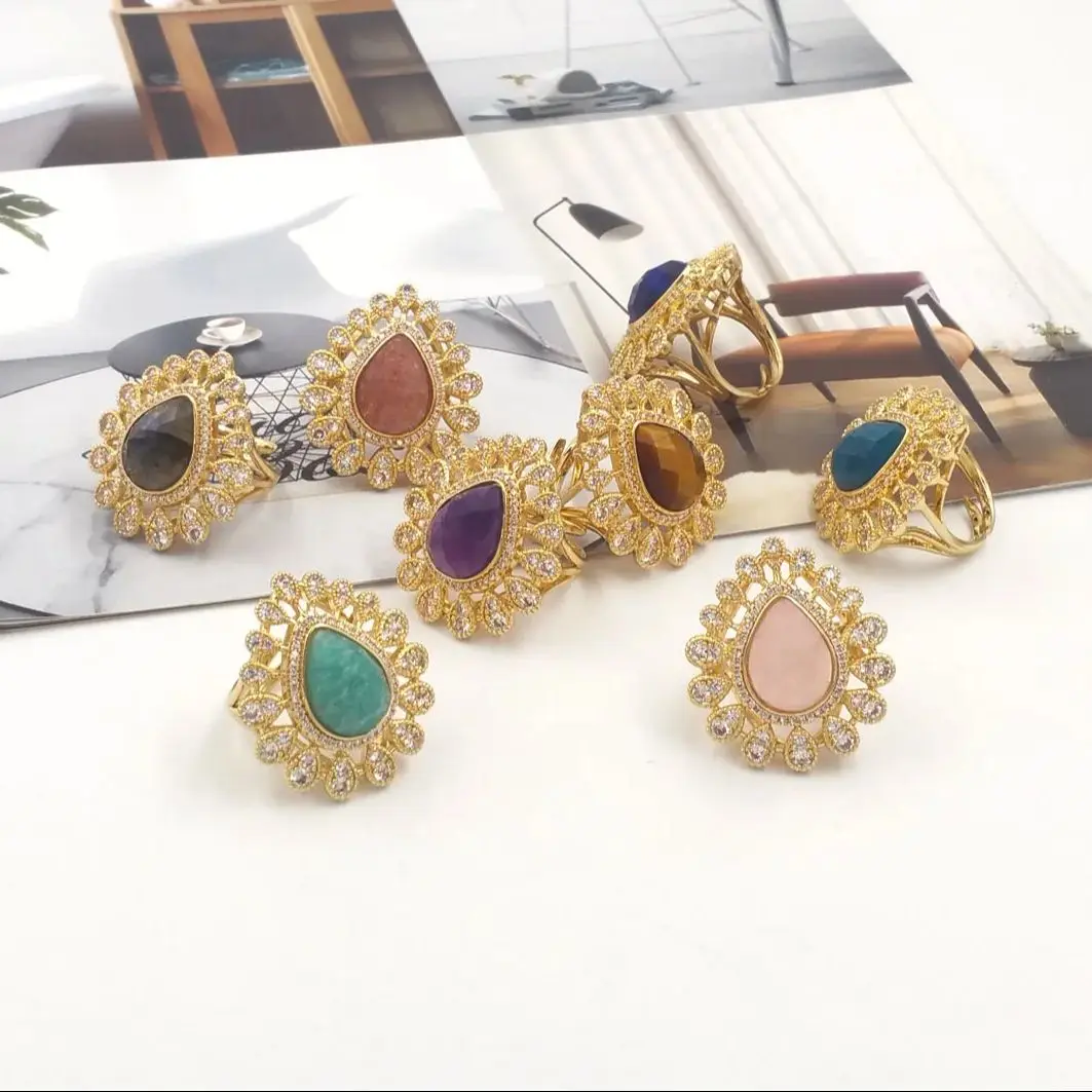 

WT-MR029 WKT 2026 Fashion Style Cubic Zircon Gemstone Finger Ring Jewelry Supplies Adjustable Wedding Ring New SALE