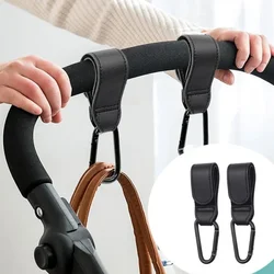 Gancho de cuero PU para cochecito de bebé, organizador giratorio de 360 grados, accesorios para cochecito, 1/2 piezas