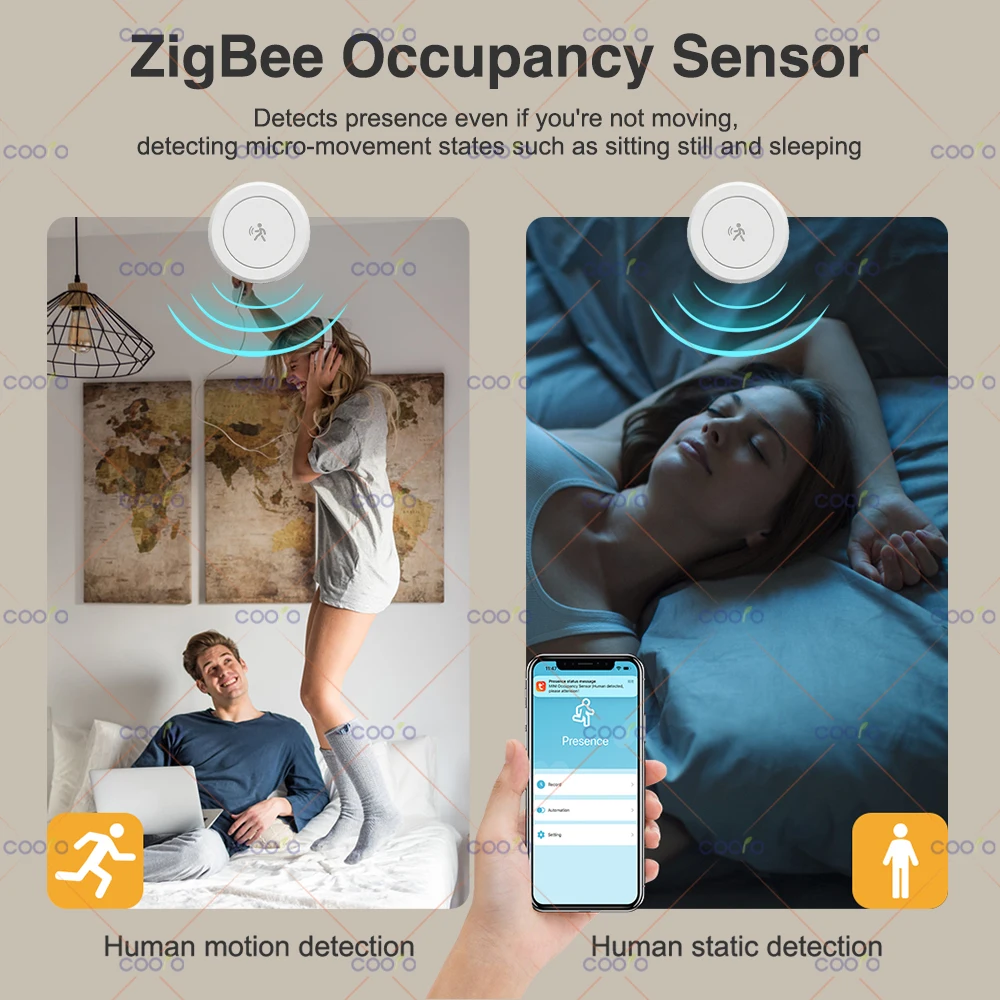 ZigBee 24G MmWave Radar Human Presence Sensor Motion Detector with Magnetic Plate Work with Smart Life Tuya Zigbee2mqtt Need Hub image 6