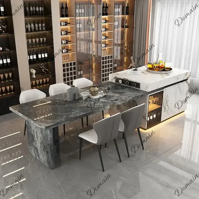 MN  Any Size Custom Marble Kitchen Island with Wine Cooler Storage Built-in Refrigerator Cabinet Natural Stone Countertop Kitche