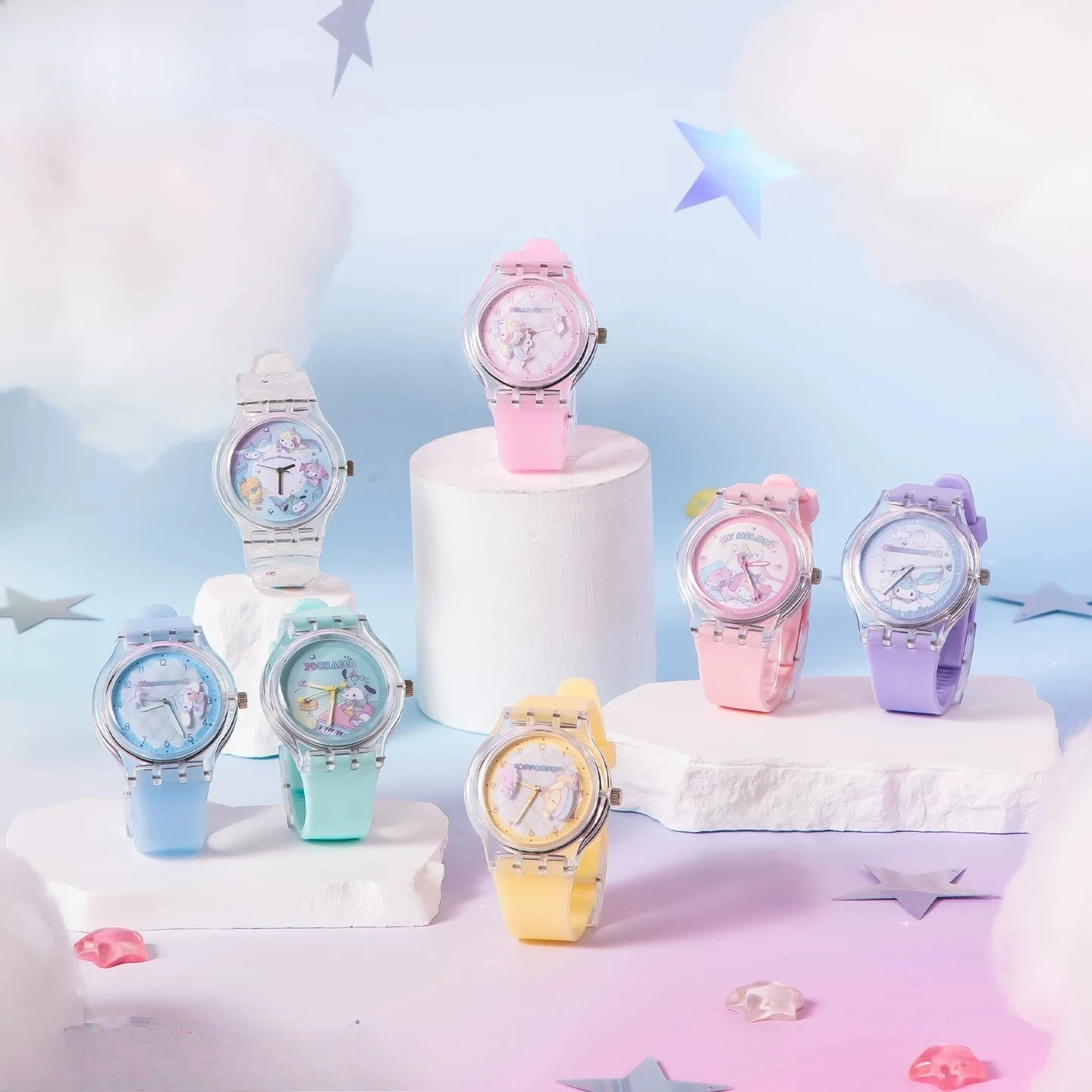Genuine Sanrio Family Hello Kitty Cinnamoroll Kuromi Melody Star Wish Fairy Tale Series Watch Blind Box Cute Cartoon Creative