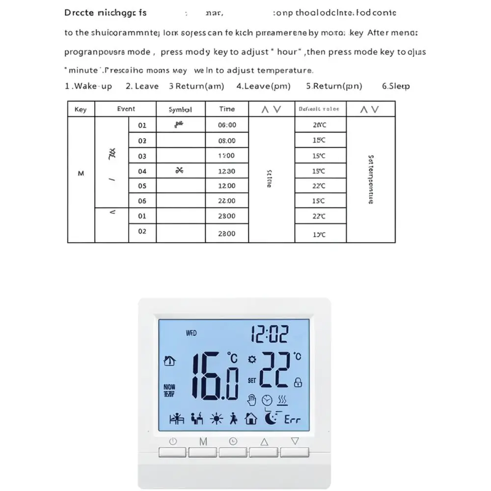 Programmable Gas Boiler Thermostat LCD Display Wall Mounted Battery Operated Intelligent Room Heating Temperature Unit