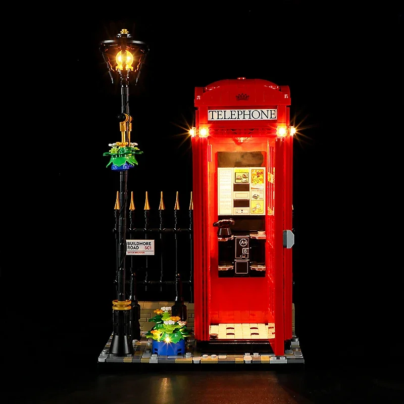 Red London Telefone Box Kit para Lego, DIY Kit de Luz LED, Apenas Luz LED sem Blocos Modelo, 21347