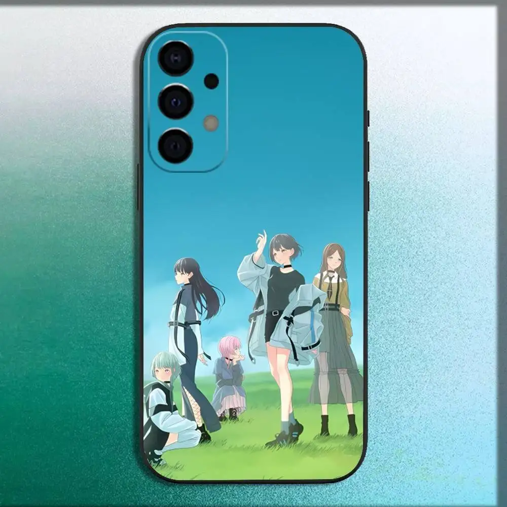 B-BanG Cartoon Dream MyGO حافظة لهاتف سامسونج جالاكسي A73,72,71,A52,51,40,41,A22,A32,31,A13,12,Note20 غلاف أسود ناعم