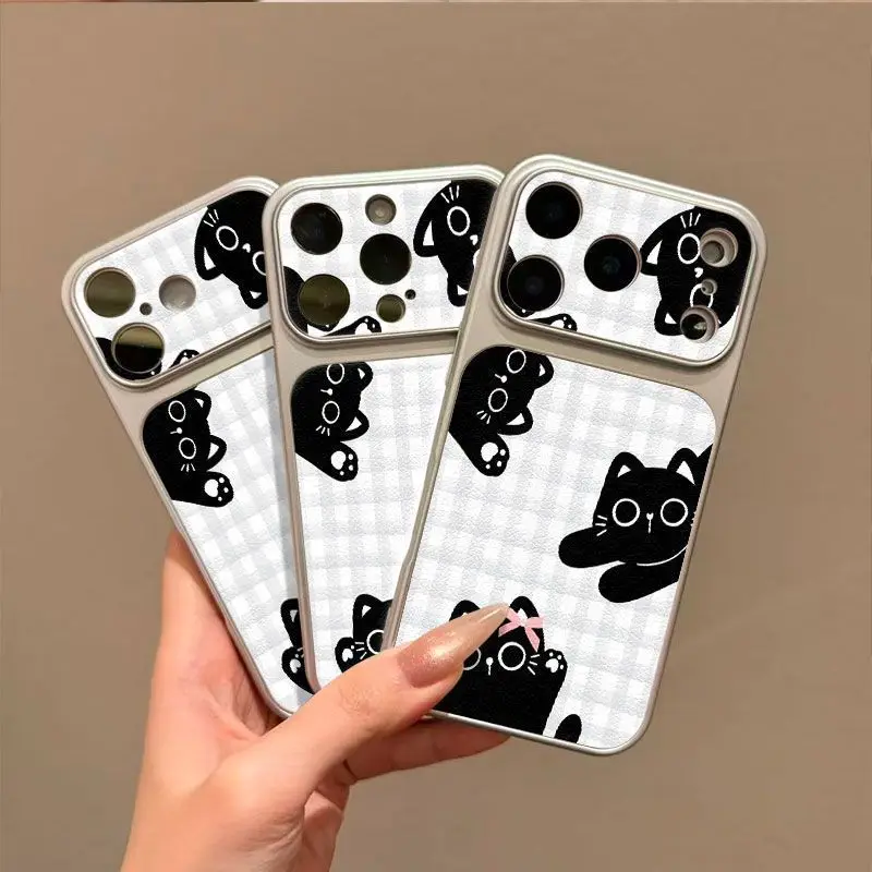 Four black cats leather phone case for Samsung Galaxy S26 Plus Ultra S25 FE S24 S23 S22 S21 S20 Plus cover