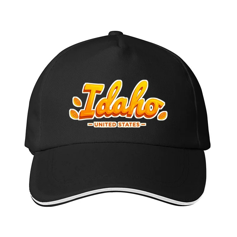 

Idaho America Flag USA United States Custom Baseball Cap Flat Brim Cap Photo Headgear Hunting Team Driver Dad Animal Number Logo