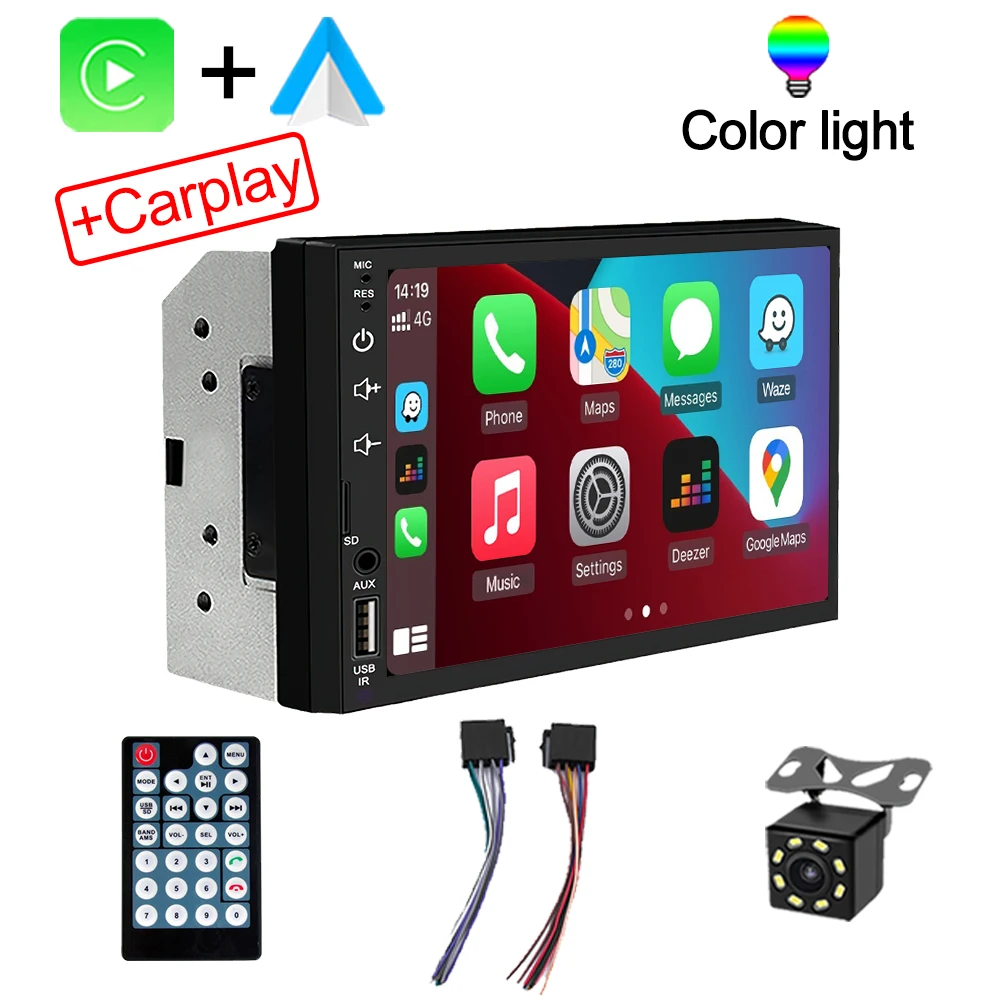 2Din schermo HD da 7 pollici Full Touch Carplay Android Auto Car Raido Multimedia lettore MP5 Stereo USB Bluetooth con telecamera di retromarcia