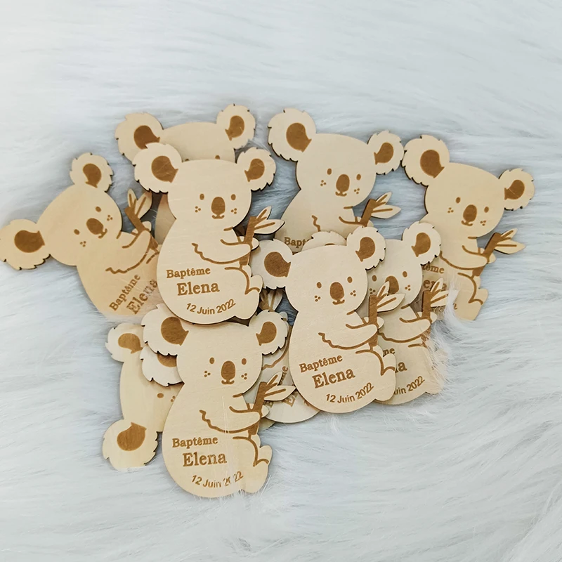 Personalized Wedding Laser Koala Save The Date Magnets,Custom Wood Rustic Save The Date,Cute Animal Baby Party Favors Gifts