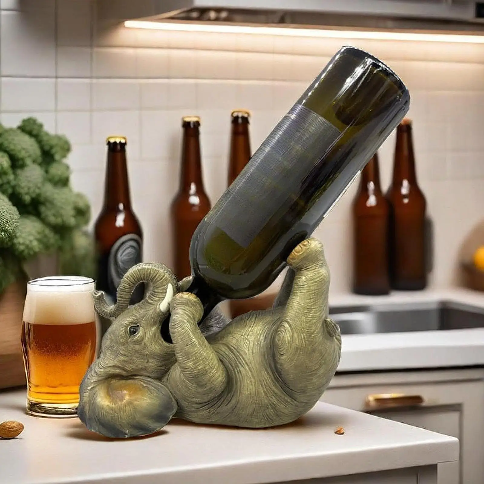 

Bottle Holder Elephant Wine Rack Decorative Sturdy Resin Sculpture Wine Stand