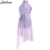 Vestido de baile lírico de Ballet para niñas, leotardo de gimnasia, vestido tutú con diamantes de imitación, patinaje artístico, traje de danza contemporánea moderna