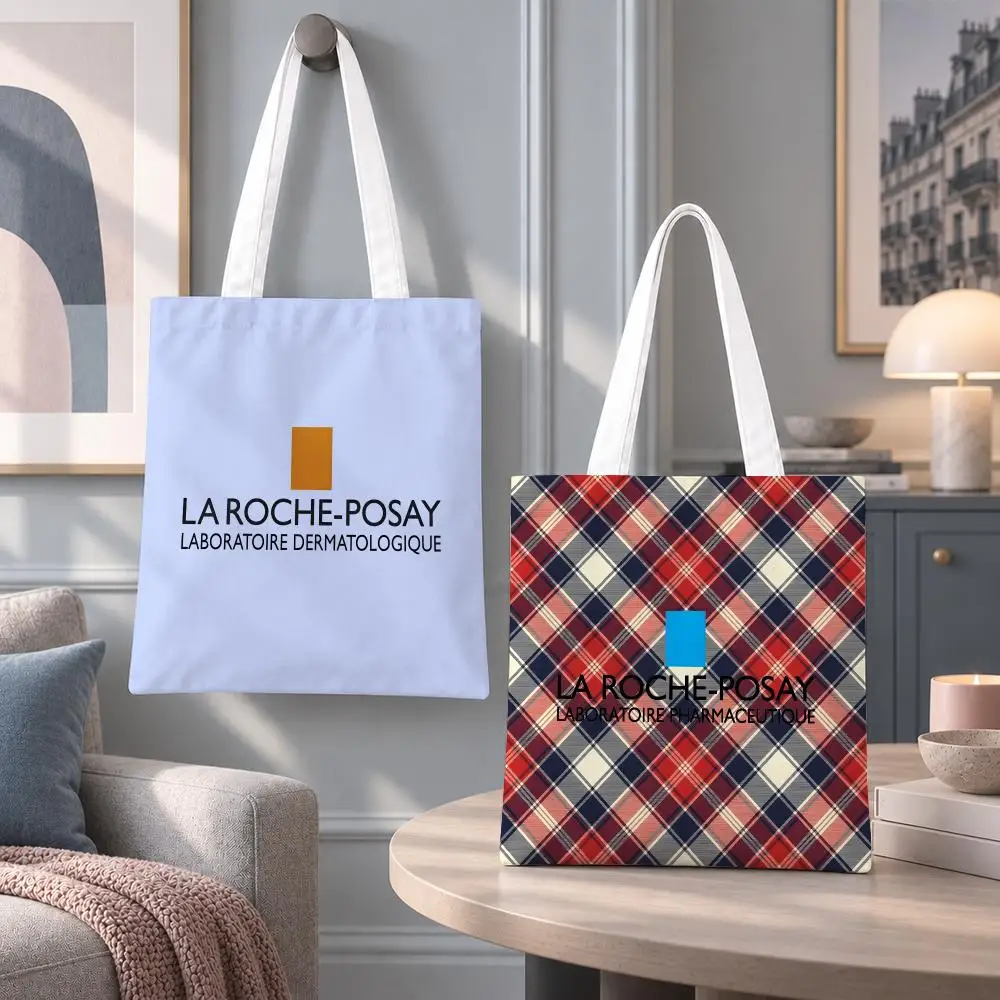 Bolsas de Armazenamento La Roche-Posay de Marca Premium, Sacola de Lona Ecológica, Sem Odor, Reutilizável, Sacola de Compras com Estampa Dupla