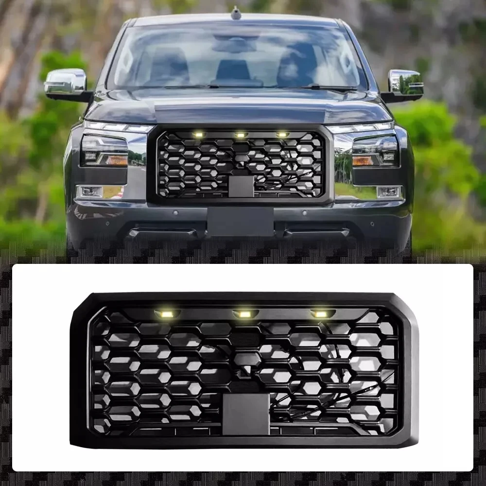 for Mitsubishi L200 Triton 2024 2025 Black Front Grille Mesh Grill Bar Vent Trim