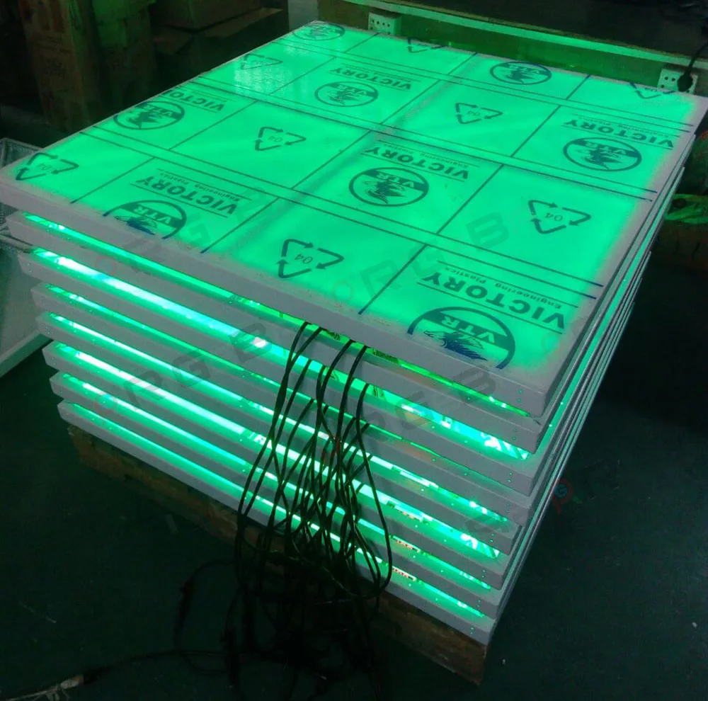 High Quality 1x1m  Led Dance Floor RGB Dance Tiles Panels DMX Portable Glass Disco Night Club Floor view 2