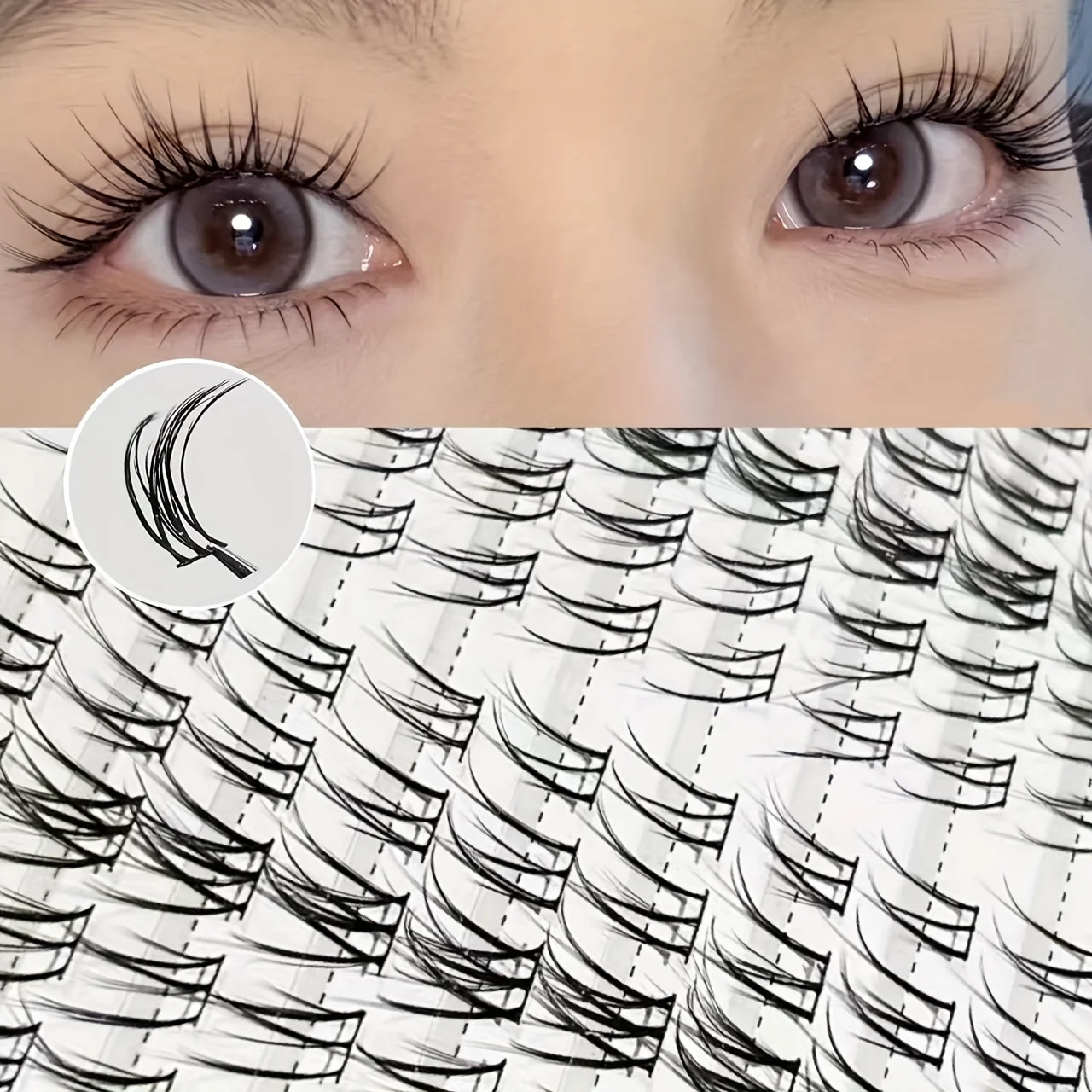 Herorange Segmented Thai Style Upper Lashes 100Bundles DIY Thin Black Band C Curl 10-13mm Daily Shooting Makeup