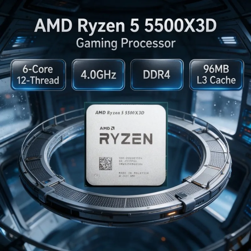 AMD Ryzen 5 R5 5500X3D 6-Core 12-Thread 3.0GHz Up to 4.0GHz L3=96M 7nm 105W Socket AM4 DDR4 PCIe 4.0 Desktop Processor
