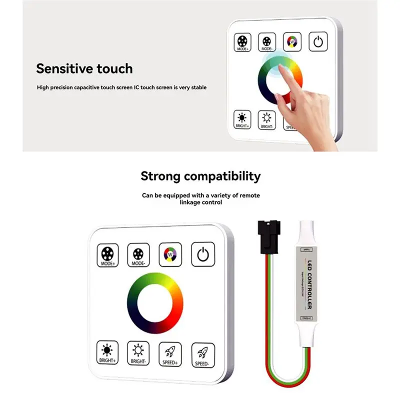 TFORU-LED Strip Light Controller With 8 Key Touch Panel RF Wireless Controller Reflux Pixel Control For Horse Race Tape Lamps