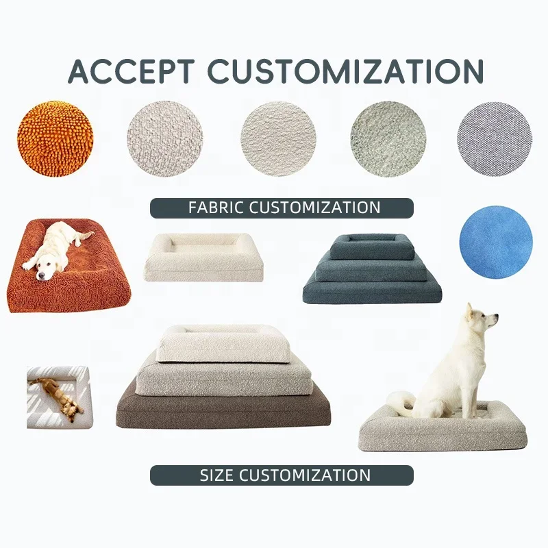 Hot Seller Custom Luxury Pet Bed Rectangle Memory Foam Dog Bed Non-slip Bottom Soft Sofa Pet Bed