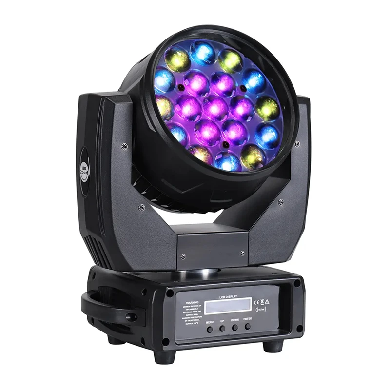 2pcs dmx Mac aura 19x15W 4 in 1 rgbw led zoom moving head wash dmx stage lighting with circle control For concert Wedding