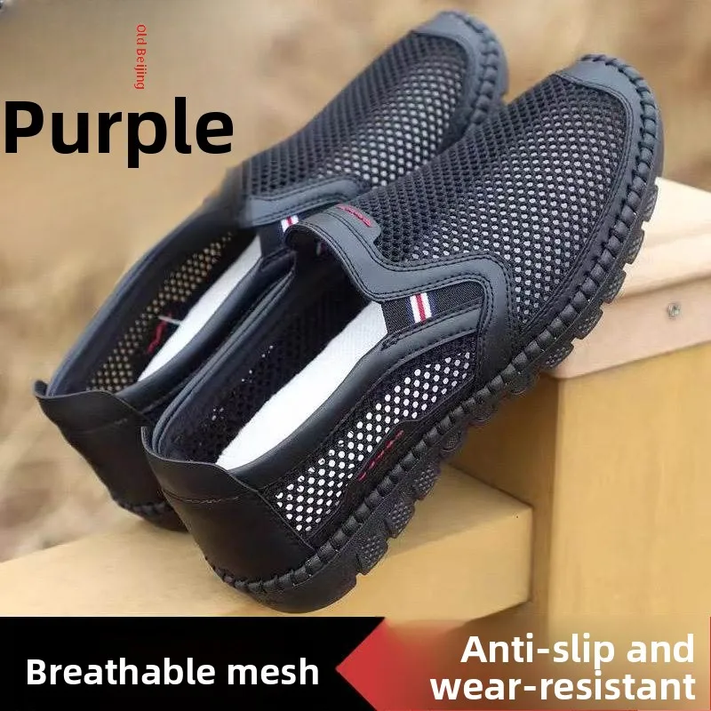 

Large Size Mesh Men's Slip-On Shoes Spring Summer Casual Breathable Soft Bottom Anti-Slip Sandals Suitable for Middle-Aged An...