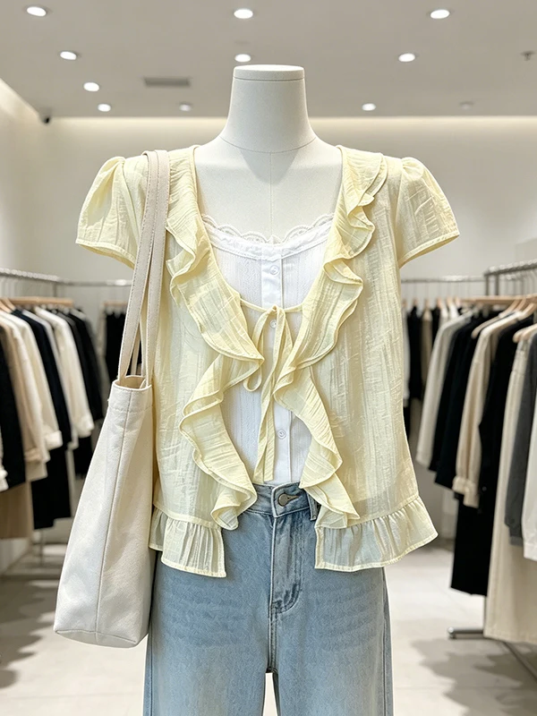 

plus Size Design Sense Two Piece Set Women's Short Sleeve Shirt Summer 2026 New Style Fashionable Beautiful Top Korean Style